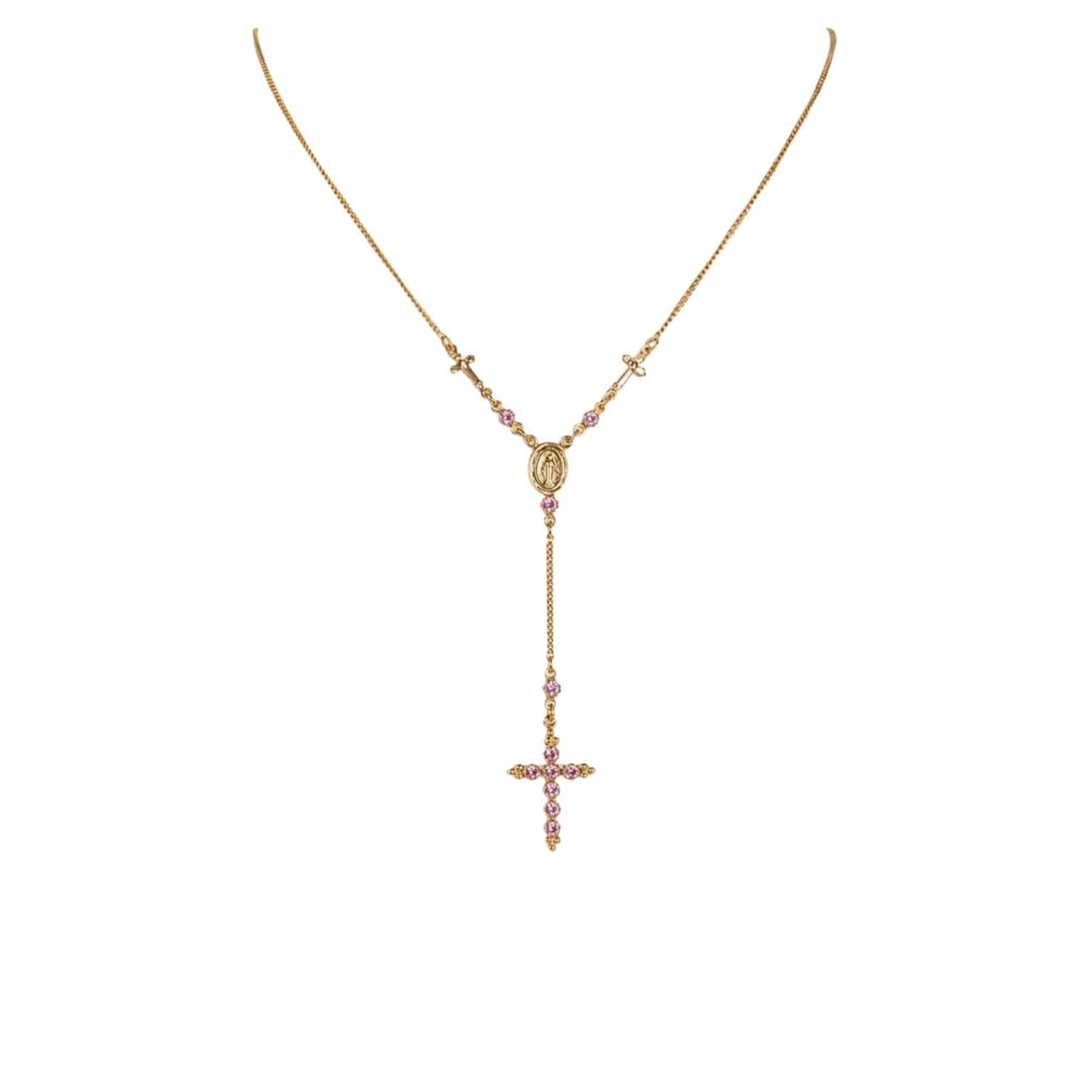 VIRGINS SAINTS & ANGELS VSA Maddie Rosary Necklace in Light Rose & Gold